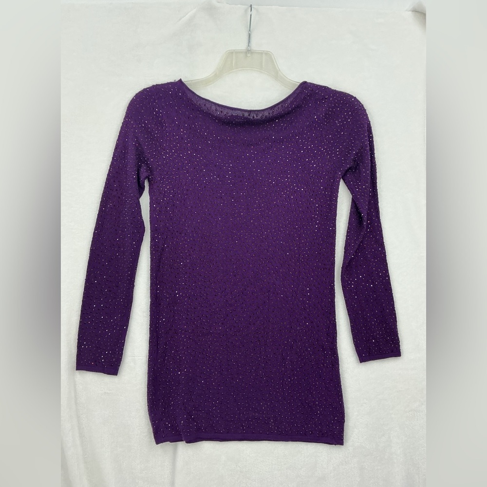 Alice + Olivia Purple Rhinestone Crewneck Sweater 674 - Picture 5 of 7